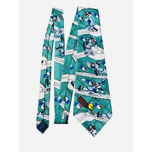 Tweety Sylvester Baseball Toons MLB Baseball Necktie 100% Silk Green Vintage‎